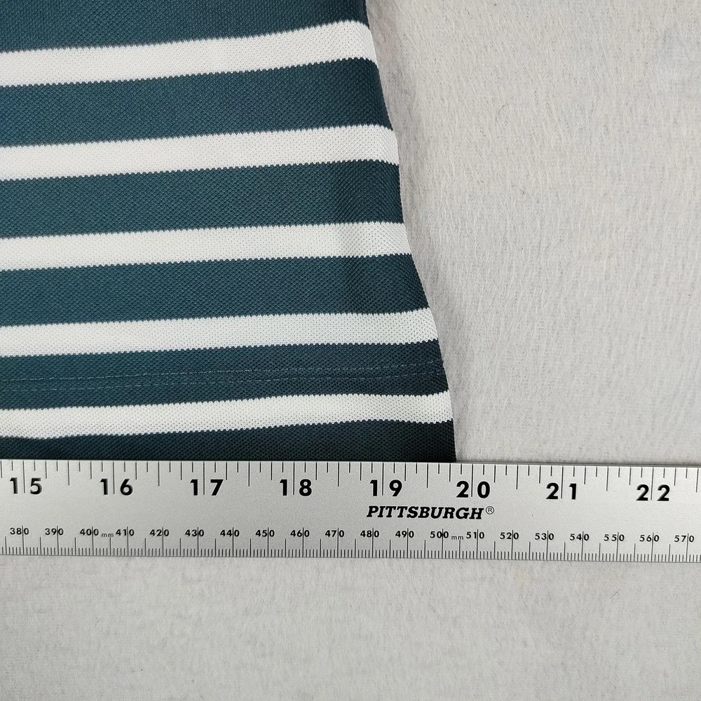 Nike Golf Polo Shirt Womens Medium‎ Green White Stripe Dri Fit Bobcat Trail